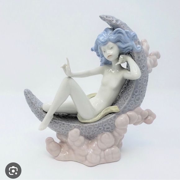 NEW-in Box, Lladro No. 1436 Luna Cuarto Creciente (retired 1987) perfect - Picture 1 of 6